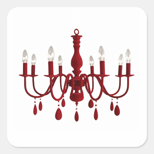 Sticker Carré Chandelier rouge ~ (Devant)