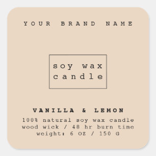 Sticker Carré Chandelle d'emballage moderne en bronze de sable