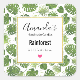 Sticker Carré Chandelle Motif Feuille verte