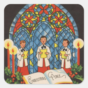 Sticker Carré Chandlelight Carols et fenêtre en verre tendu