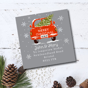 Sticker Carré Changer d'étiquette d'adresse  Voiture de Noël ave