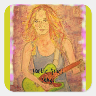 Sticker Carré chanson fille art
