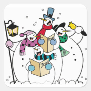 Sticker Carré Chant Carol Snowmen