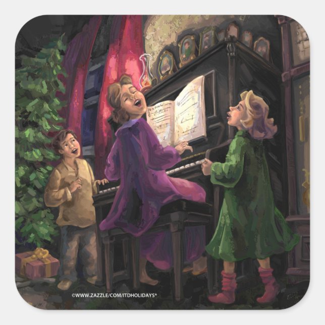 Sticker Carré Chant de Noël le long (Devant)