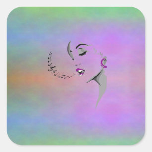 Sticker Carré Chanter une chanson design