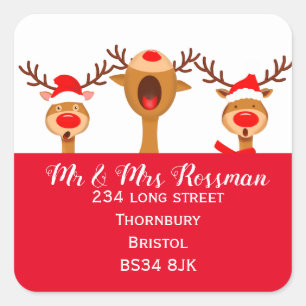 Sticker Carré Chanteur de carol de rennes de Noël Changer d'adre