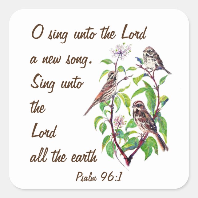 Sticker Carré Chantez une nouvelle chanson au Seigneur, Écriture (Devant)