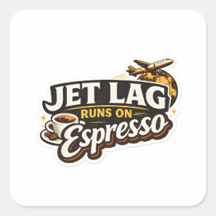 Sticker Carré Chapeau drôle pour amateur de café de voyage