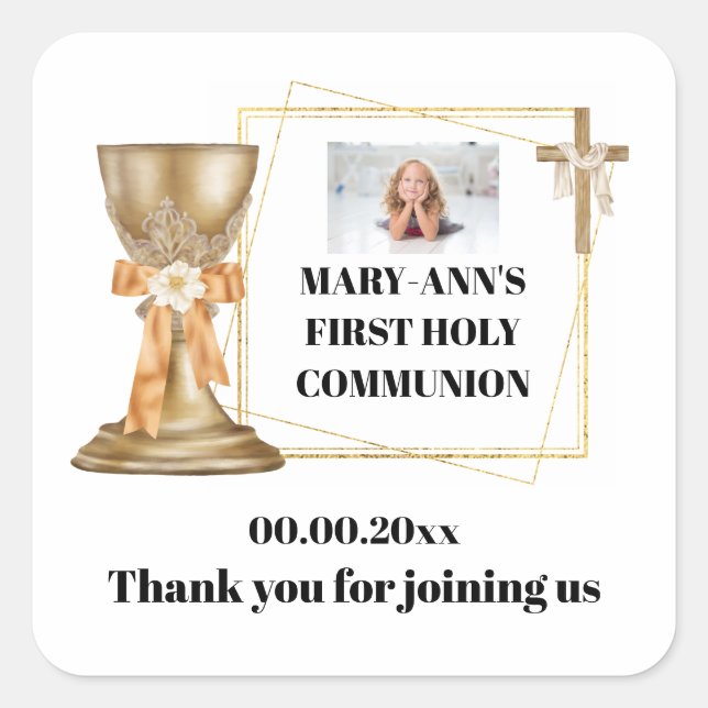 Sticker Carré Chapelle d'or chalice croix or cadre catholique (Devant)