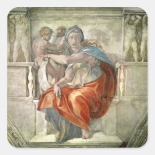 Sticker Carré Chapelle Sixtine Plafond : Delphic Sibyl