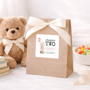 Sticker Carré Chapitre deux livres ours fille 2e anniversaire me