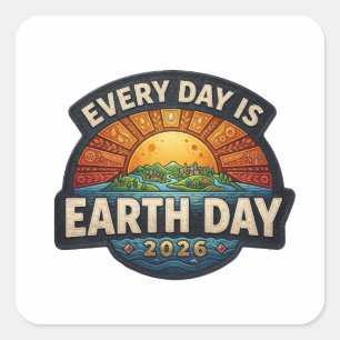 Sticker Carré Chaque Jour est la Journée de la Terre 2026 Conc