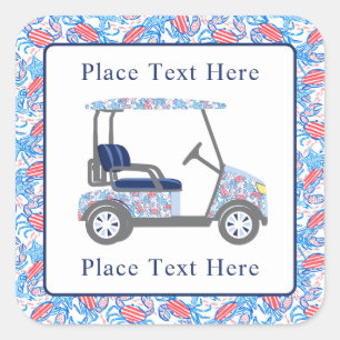 Sticker Carré Char crabe patriotique prépa Chariot de golf