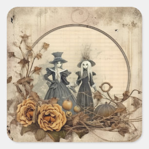 Sticker Carré Chariot Halloween vintage (12)