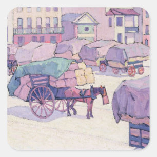 Sticker Carré Chariots de foin, marché de Cumberland (huile sur