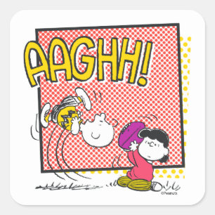 Sticker Carré Charlie Brown et Lucy Football Comic Graphic