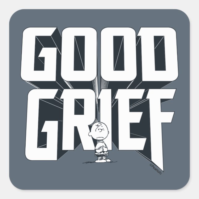 Sticker Carré Charlie Brown "Good Grief" Rock Band Tee Graphic (Devant)