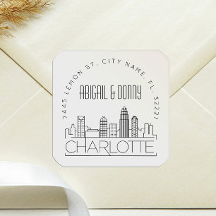 Sticker Carré Charlotte Mariage   Sceau d'enveloppe préadressé