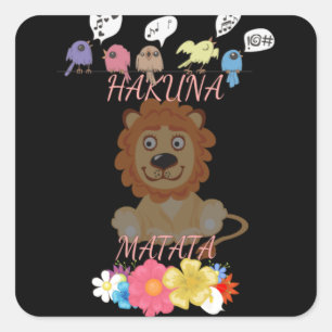 Sticker Carré Charmant "Flora and Fauna Hakuna Matata" Lion bébé