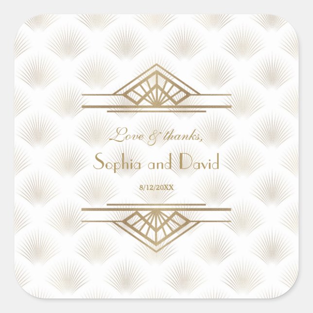 Sticker Carré Charmante Gold Great Gatsby Art Déco Mariage des a (Devant)
