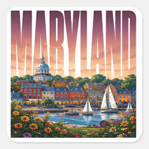 Sticker Carré Charme du front de mer du Maryland sur la baie de