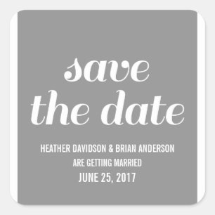 Sticker Carré Charme Enregistrer la date Stickers, Gris