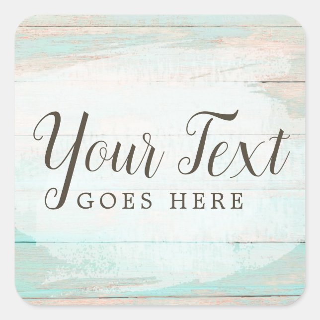Sticker Carré Charme rustique shabby chic en bois écaillé turquo (Devant)