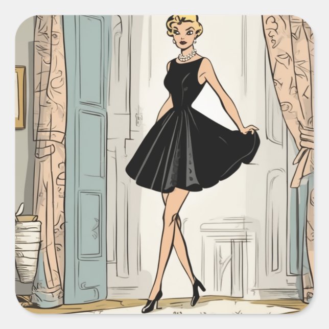 Sticker Carré Charming LBD Fashion Decal (Devant)