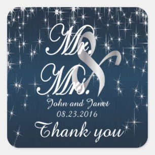 Sticker Carré Charming Star Struck Mariage   bleu marine