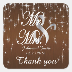 Sticker Carré Charming Star Struck Mariage   Chocolat Brown