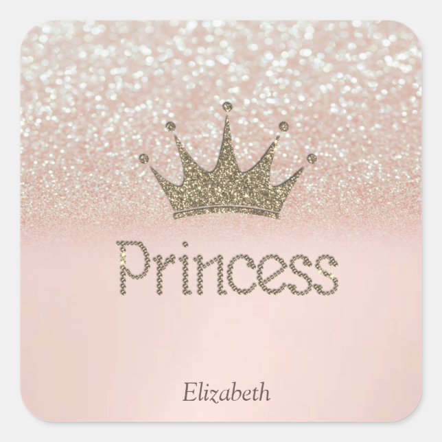Sticker Carré Charming Tiara, Princesse, Parties scintillant Bok (Devant)