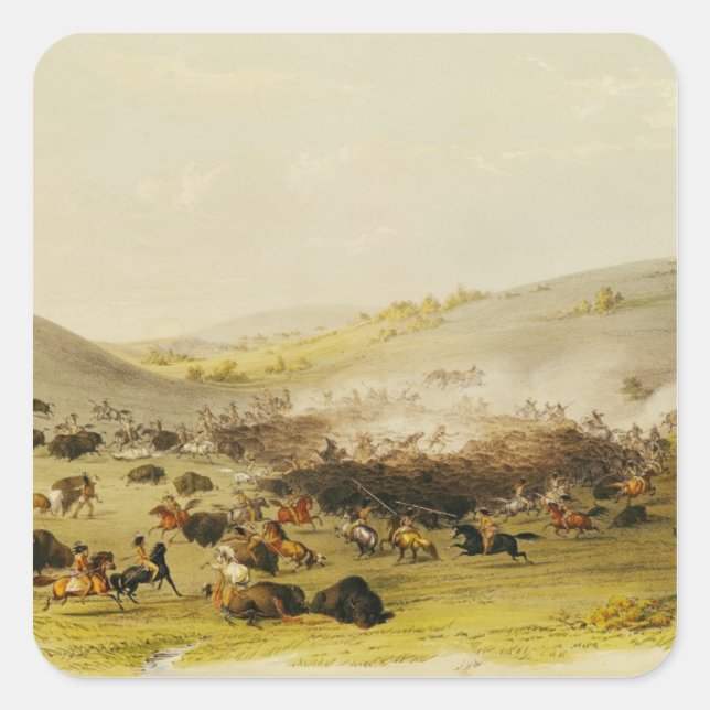 Sticker Carré Chasse au bison, Surround, c.1832 (Devant)