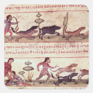 Sticker Carré Chasse aux cerfs