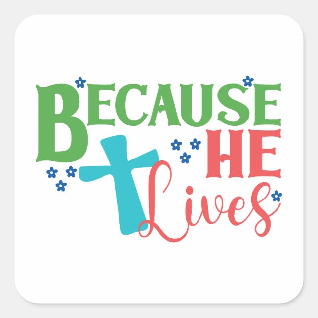 Sticker Carré Chasse aux oeufs de Pâques ! Sainte (Devant)