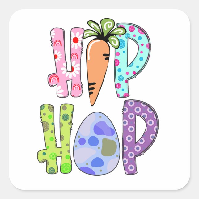 Sticker Carré Chasse aux oeufs de Pâques - Vacances (Devant)