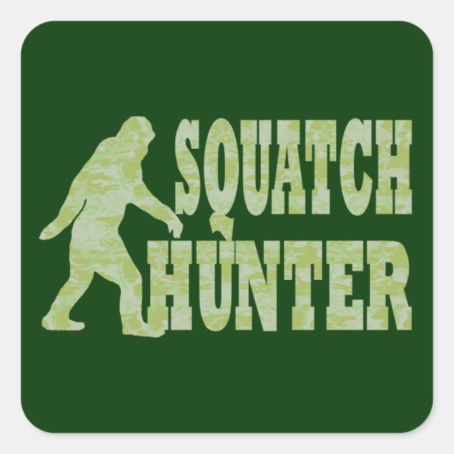 Sticker Carré Chasseur de squatch en camouflage (Devant)