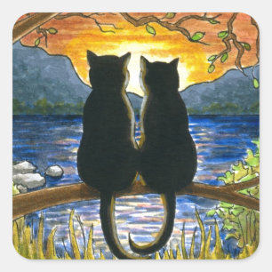 Sticker Carré Chat 582 chats noirs