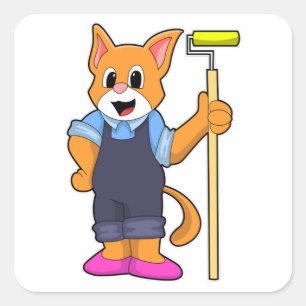 Sticker Carré Chat à Papier peint avec rouleau de pression