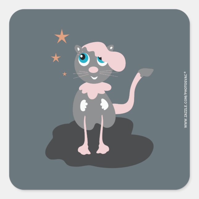 Sticker Carré Chat à pied (Devant)