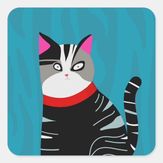 Sticker Carré Chat Abstrait (Devant)