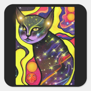 Sticker Carré Chat Astral