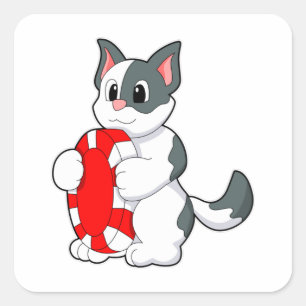 Sticker Carré Chat avec puce Poker