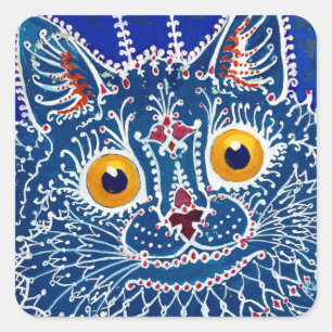 Sticker Carré Chat bleu psychédélique par Louis Wain