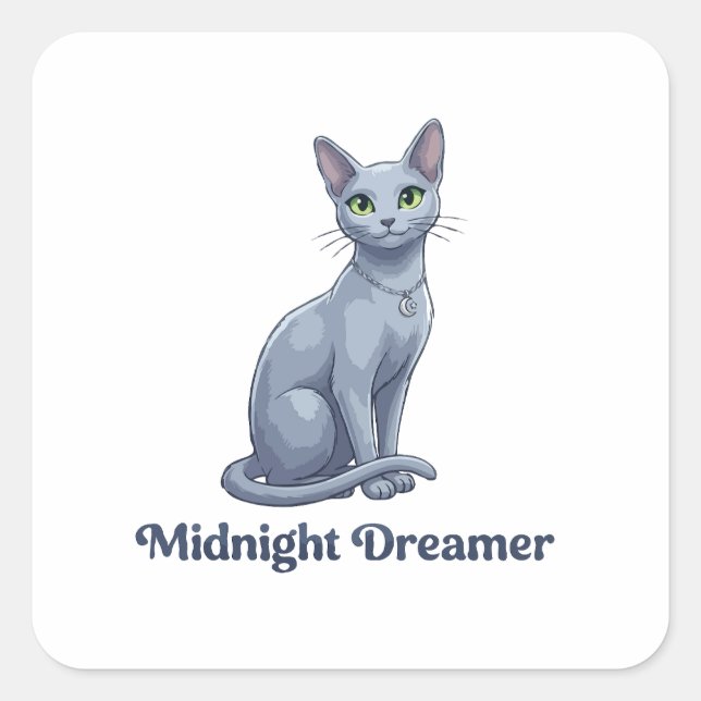 Sticker Carré Chat céleste rêveur de minuit (Devant)