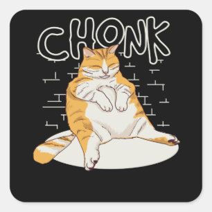 Sticker Carré Chat Chat Chat Chonk Échelle Chonky Mème Chonker C