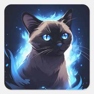 Sticker Carré Chat chaton siamois Kitten sur un Arrière - plan b