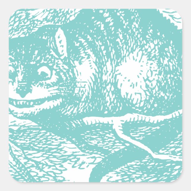 Sticker Carré Chat Cheshire Bleu (Devant)