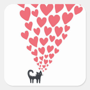Sticker Carré Chat dans l'amour