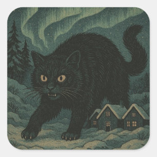 Sticker Carré Chat de Noël islandais Yule