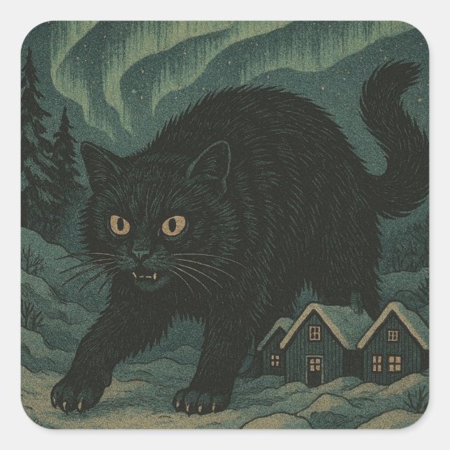 Sticker Carré Chat de Noël islandais Yule  (Devant)